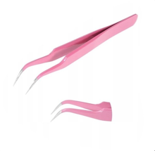 Pęseta do rzęs wygięta - różowa ST-15