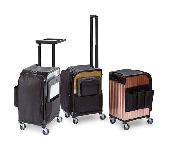 ROLLERCOASTER STOOL CASE Kufer na kółkach z rączką i stolikiem ROSE GOLD
