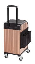 ROLLERCOASTER STOOL CASE Kufer na kółkach z rączką i stolikiem ROSE GOLD
